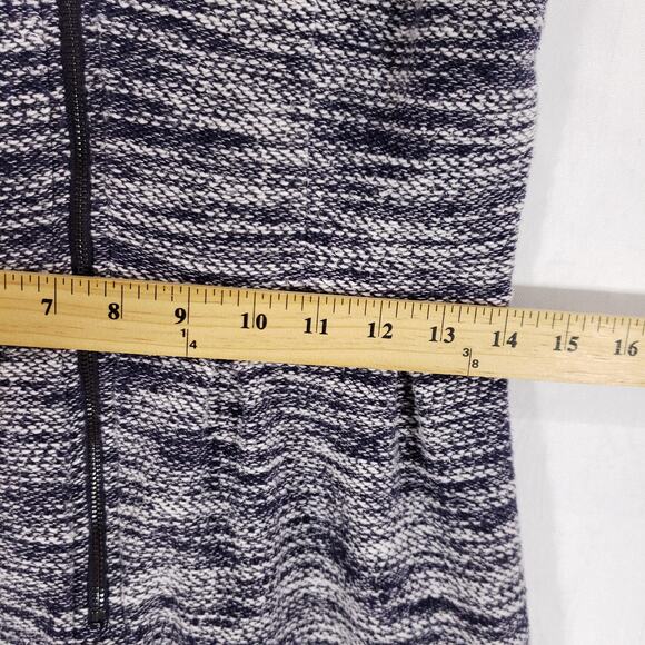 Ann Taylor LOFT Tank Dress Womens 2 Navy White Marled Pleated Knit Zip Up Mini - Picture 12 of 14